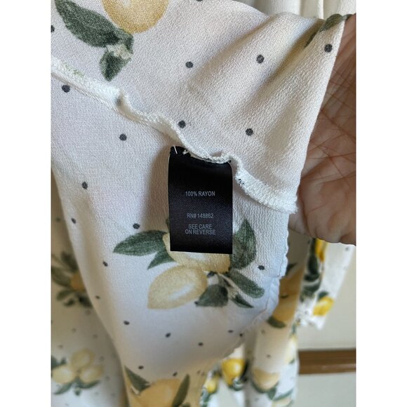 TORRID Size 00/0 White Lemon Citrus Fruit Polka Dot Kimono Wrap - Picture 8 of 9